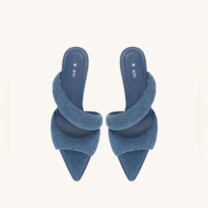 JW PEI Blue Pointed-Toe Mules with Twisted Bands